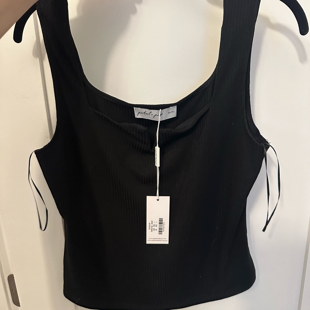 Black Ribbed Square-Notch Top - Picture 2 of 5